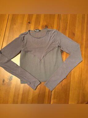 Zara Long Sleeve Layered Knit Top - Gray